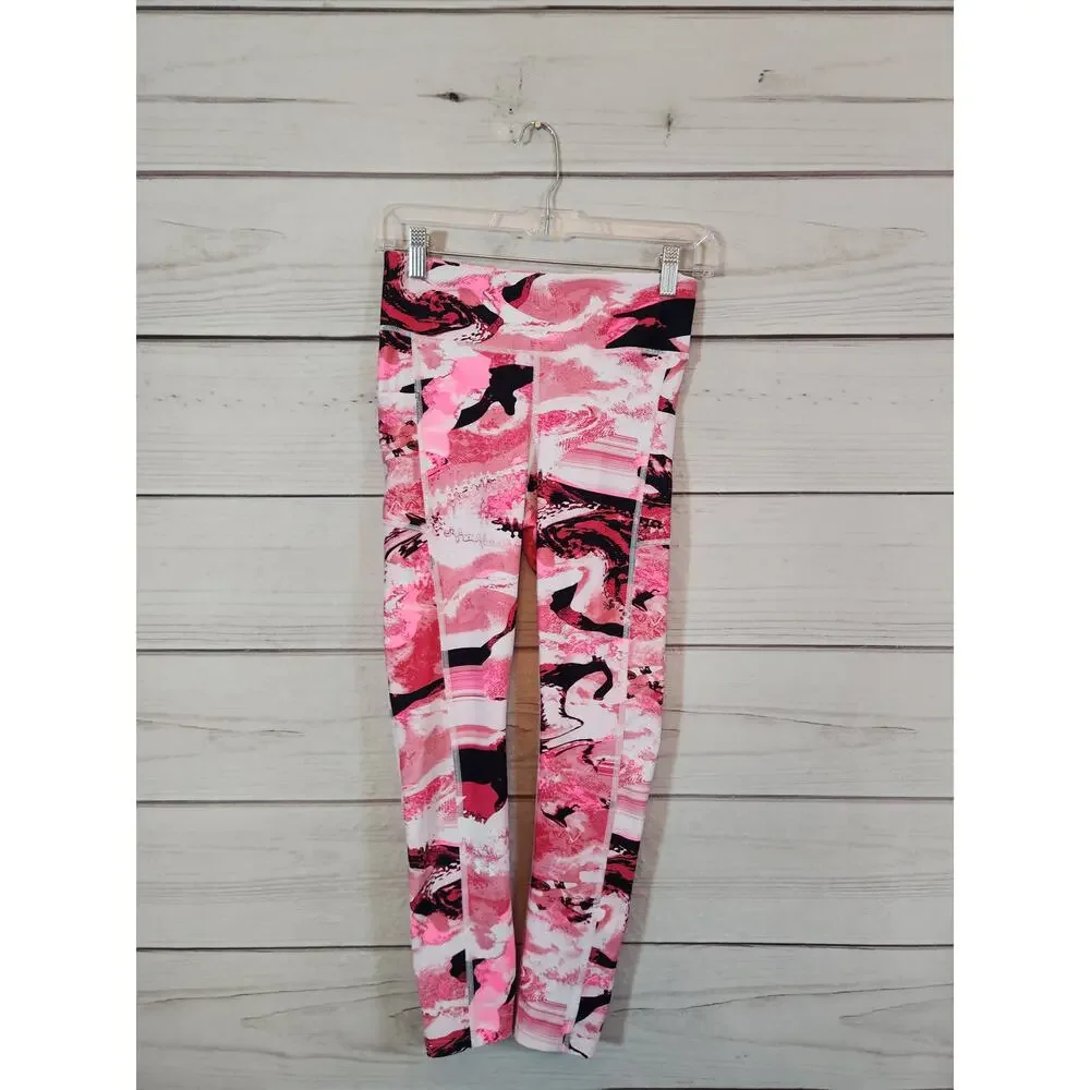 Under Armour Heatgear Women's Pink Printed Compression Crop Leggings‎ Size Small